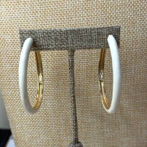 Kenneth Lane Gold & Ivory Hoop Earrings 2" Diameter Elegant Design Womens